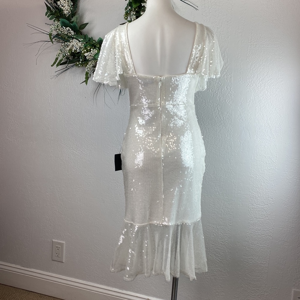 Lulu's Maximum Sparkle White Sequin Flutter Sleev… - image 2